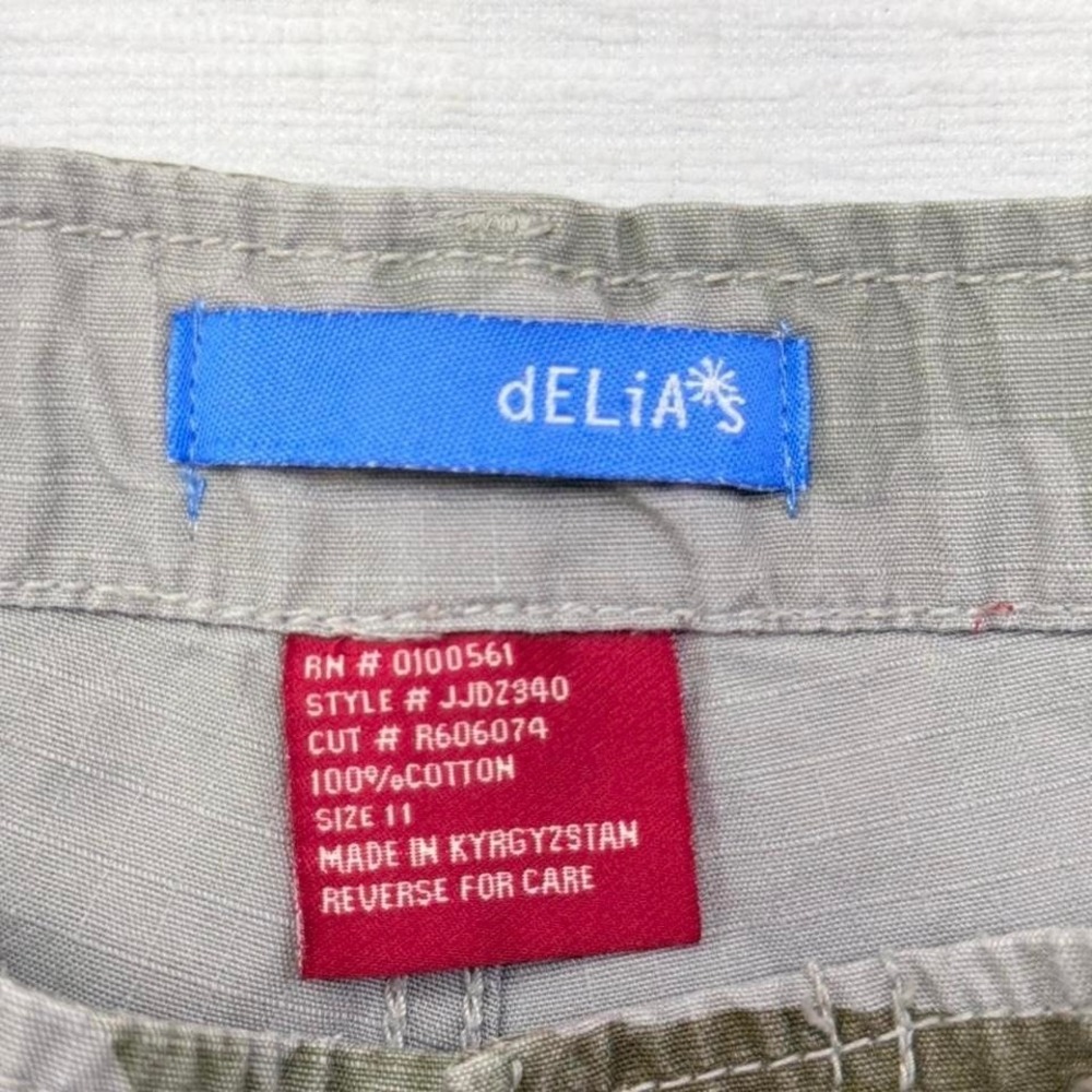 Vintage Delias Camo Mini Skirt Low Rise Utility Y2K Bratz Womens 11 - Picture 7 of 8